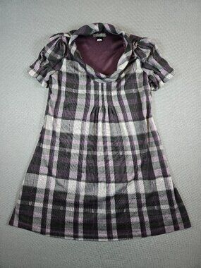Jessica Howard Plaid Midi Dress Purple Grey L
